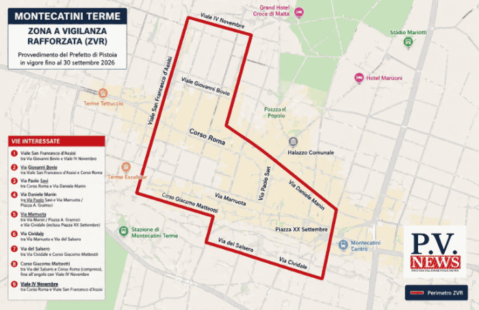 Montecatini, nuova zona vigilanza rafforzata