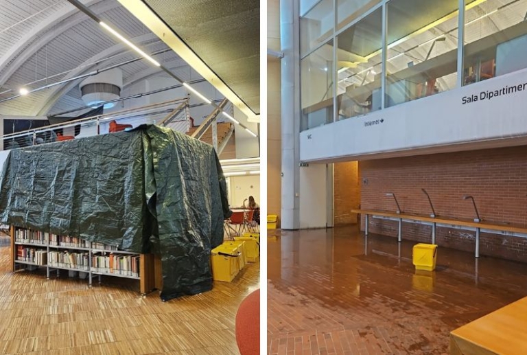Piove dentro la biblioteca San Giorgio: appello urgente